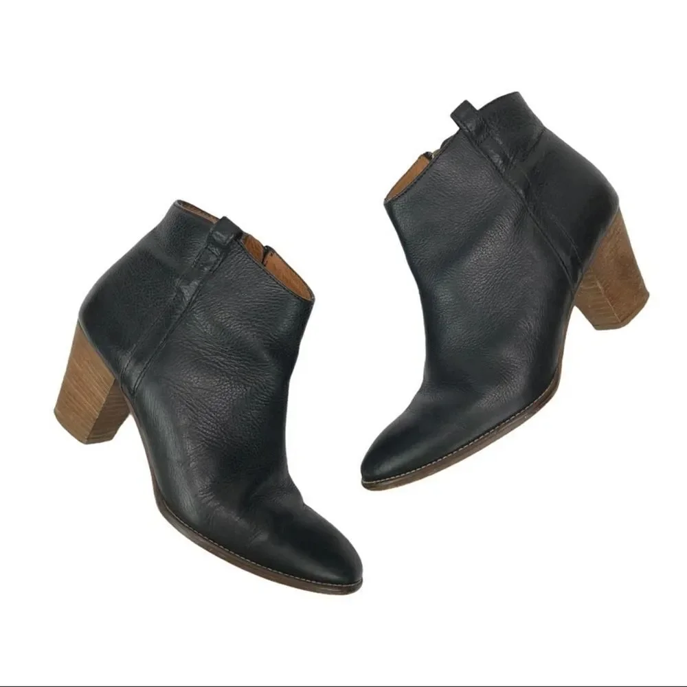 Madewell The Billie Ankle Black Leather Boots Botties Black Shoes 9.5 Casual